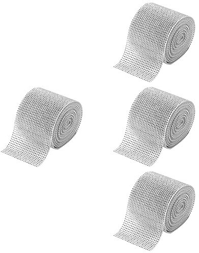 Parliky 4rolls Rhinestone Tassel Trim Diamond Mesh Wrap for Diy Crafts Birthday Cake Decorations