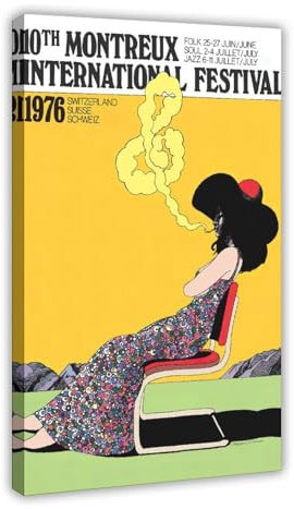 Kxzsey Montreux Jazz Festival '76, Plakat Muzyki Jazzowej, Plakat Festiwalu, Vintage-Leinwand-Poster, Wandkunst, Dekordruck, Gemälde für Wohnzimmer, Schlafzimmer, Dekoration, 40 x 60 cm