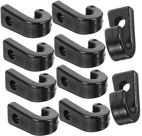Milisten 10pcs Multi-function Kayak Hook Portable Kayak Accesories Elastic Rope Cord Kayaking Equipment Sourkout Canoe Hooks Kayak Security Bungee Hook Small Lashing Hook Abs Black