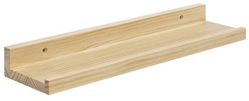 eSituro Étagère Murale Bois, Tablette Murale, avec Bord de Protection, pour Chambre, Salon, Cuisine, Entrée, Couleur Bois Naturel, L40xP10xH4cm, SWS0376