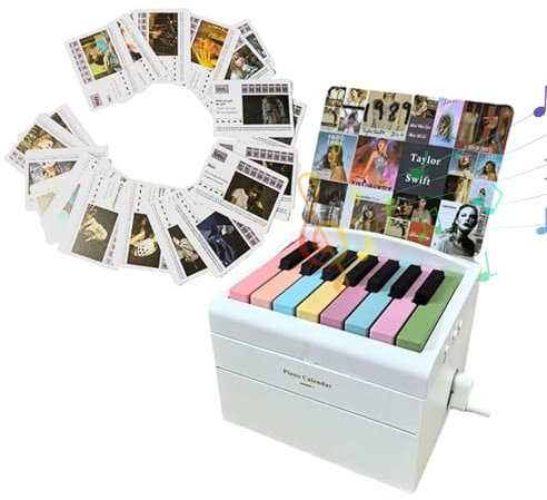 2025 Spielbarer Klavier-Tischkalender, USB wiederaufladbarer Klavierkalender Mini-Klavier mit 52 Notenpunkten, ideales Geschenk für Taylor-Fans, Familie und Freunde