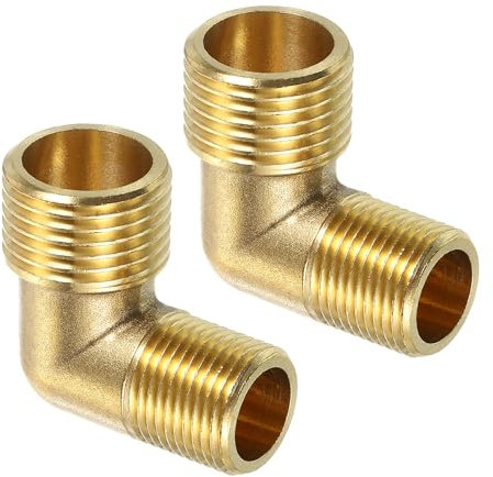 QUARKZMAN 2 piezas de latón móvil de 1/2 pulgadas macho x 3/8 pulgadas macho ángulo de 90 grados, latón en ángulo L para agua potable, adecuado para sistemas de calefacción central, 35 x 35 mm