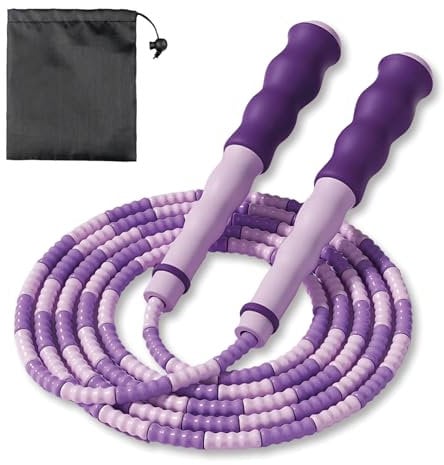 Beaded Skipping Rope, Skipping Rope, Skipping Ropes for Adults, Beaded Jump Rope Tangle Free 2.8m/1.1in Adjustable Length for Men, Women, Children and Students