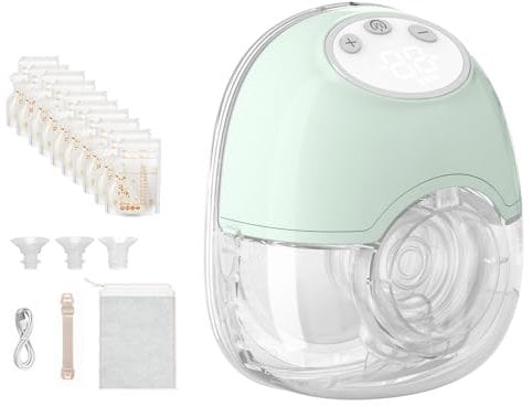 TOPCHANCES Milchpumpe Elektrisch Freihändig,Tragbar Leise Doppelmilchpumpe mit 4 Modi und 12 Saugstufen 17/19/21/24mm komfortabler Flansch,Doppelt Abgedichteter mit Ersatzzubehör im Lieferumfang(Grün)