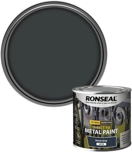 DUAYRA Metal Paint | Anti Rust Water Based | Quick Drying Formula | Long Lasting Finish | Metal Surface Paints | No Primer Needed | Tough, Durable & Weather Resistant | (Storm Grey Satin, 250ml)
