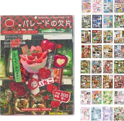 Japanese Manga Style Sticker Book,45 Pages Japanese Manga Sticker with 800+ Reusable Stickers,Cute Romantic Themes for DIY Scrapbooking, Journals, Laptop, Skateboards (C)