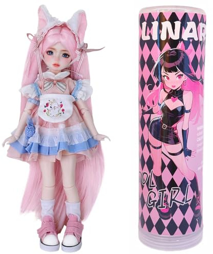 LINARA BJD Dolls 1/6 Full Set Doll 30.5 cm Ball Jointed Doll Adorable Dolls with Dress Shoes Wig Hair Face Makeup Eyes Best Gitfs for Christmas Birthday