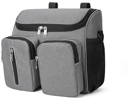 Fexkean Baby Kinderwagen Organizer,Multifunktionale Umhängetasche Kinderwagen-Organizer,Verstellbarer Schultergurt,Große Kapazität für Baby-Essentials,Universell Passend für alle(2411-Gray)