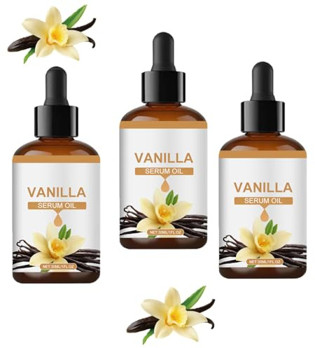 Vanilla Serum Oil, Natural Vanilla Oils for Skin, Hair Care, Long-Lasting Moisturizing and Soothing Skin, Perfume Scents for Diffuser, Relaxation, Long Lasting Perfume, Lightweight (3pcs)