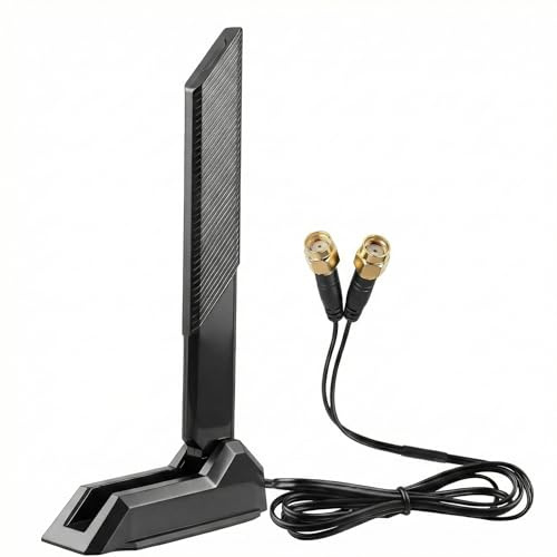 Foldable 12dBi Tri-Band WiFi 6WiFi 7E Omni Antenna with Magnetic Base Works with ASUS ROG Maximus GIGABYTE MSI Routers Gaming Motherboards PCs Bluetooth Supports 2.4GHz 5GHz 6GHz Wi-Fi 6 AX AXE