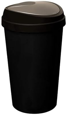 OptiProducts 50L Top Touch Dustbin (Black) – Large Kitchen & Indoor Rubbish Bin for Home & Office