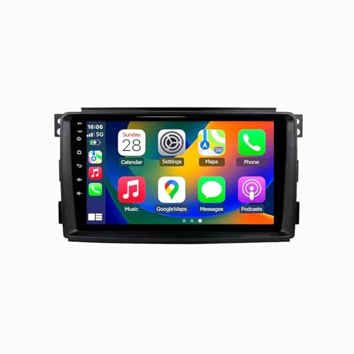 Navegador GPS Radio de Coche 2 DIN para Benz Smart Fortwo 451 Wireless CarPlay 2005-2010 Soporta Bluetooth, Control Volante, USB, WiFi, 4G, Mirror-Link, GPS Navegador/Radio FM, 8 Nuclear 4G+64G