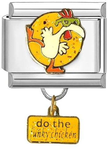 Quiges 9mm Italian Style Charm Modul Edelstahl Funky-Huhn-Anhänger für Italienische Armbänder