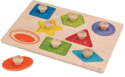 EverEarth Formen- und Farbenpuzzle aus nachhaltigem Holz – Lernspielzeug zur Förderung von Motorik und Farberkennung – Umweltfreundliches Holzpuzzle für Kinder – EE33301