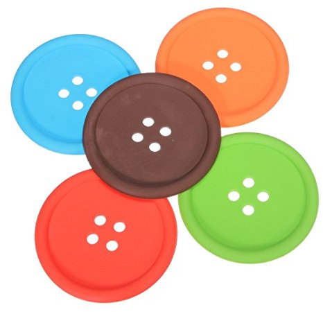 5Pcs Cup Cushion Holder Cute Colorful Silicone Button Coaster Drink Placemat Mat