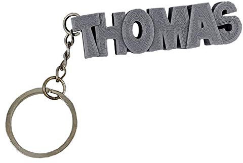 Porte-clés en 3D prénom ou Texte personnalisé – idée Cadeau Originale - Fabriqué en France - Anneau de 20 mm pour accrocher Vos clefs (Gris)