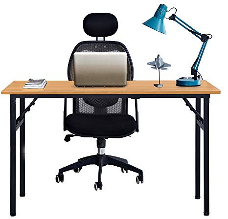 sogesfurniture Tavolo Pieghevole 120x60cm Scrivanie Computer Scrivanie Studio Ufficio Postazioni di Lavoro Tavolo Scrivania PC Moderno in Acciaio Legno, Teak & Nero AC5TB-120-SF