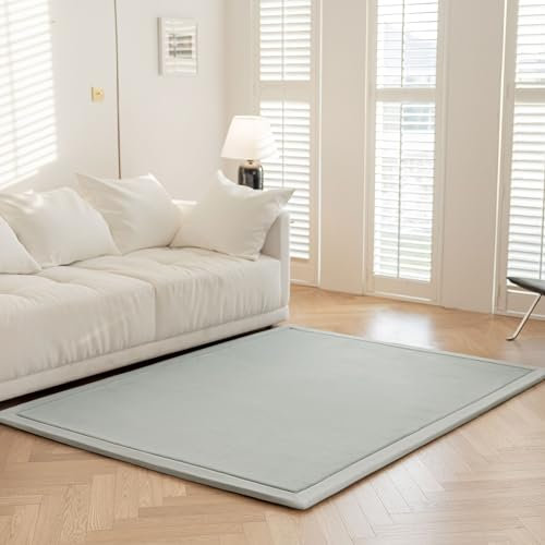 IOTXY Koralle Samt Teppich für Kinder - Samtmatte, krabbelteppich Baby, Krabbeldecke für kinderzimmer und Wohnzimmer, Silbergrau, 150 x 200 cm