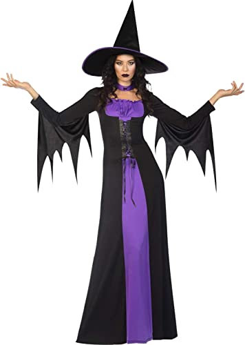 amscan 9908293 Costume da strega viola classico da donna per adulti, costume di Halloween e cappello per la settimana del libro, taglia UK 12-14