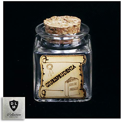 DLM-31176 (Kit 48 Pezzi) Barattolo in Vetro Pergamena in Legno Laurea in Giurisprudenza Avvocato Confettata Portaconfetti DIY bomboniera