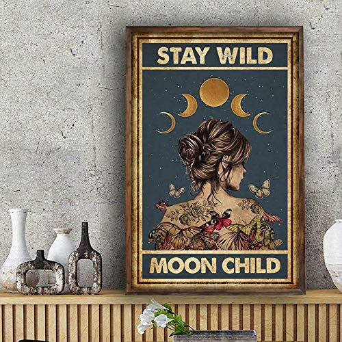 BCTS Tattoo Girl Stay Wild Moon Child Tattooist Poster Geschenk für Mädchen 1136I Wandkunst Dekor Metallschild Poster 20,3 x 30,5 cm