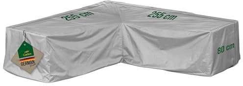 Mehr Garten Premium Protect Lounge Abdeckung L-Form, 255x255x80 cm, hellgrau, atmungsaktives 2-lagiges Polyestergewebe, Schutzhülle Gartenmöbel wasserdicht und UV-beständig