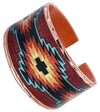 COPPER REFLECTIONS Verstellbarer Ring der amerikanischen Ureinwohner in einem südwestlichen geometrischen Motiv mit gezackten Linien.