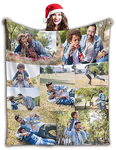 Gudina personalisierte Decke Fotodecke mit Eigenem Foto Name/extra weiche und gemütliche Sofadecke/personalisiertes Fotogeschenk/Decke mit Collage/Multiple Colors to Choose from-120cmX200cm