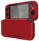 eXtremeRate Schutzhülle für Nintendo Switch Lite,Schutzhülle Case Hülle Schale Tasche Zubehör für Nintendo Switch Lite Joycon Konsole&1 x Panzerglas Schutzfolie mit weißem Rand(Rot)
