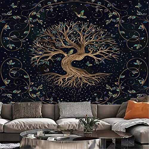 Jioorn Wandteppich Wandbehang Tapisserie Psychedelic Lebensbaum Pflanze Wandtuch Tapestry Wandkunst Weiches Mikrofaser Stoff für Schlafzimmer Wohnzimmer Wohnheim Geschenk 150x200cm
