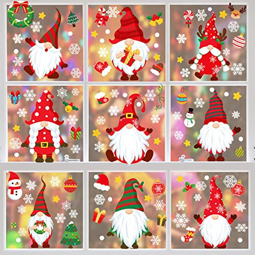 AUPOWER Weihnachten Fenstersticker Weihnachtsmann Muster Fensterbilder Abnehmbare Fensterdeko Statisch Haftende PVC Aufkleber Winter Dekoration - B