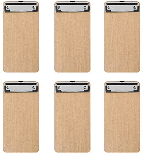 BOMKEE 6er Klemmbrett A6, Mini Schreibplatte Klemmbretter Hölzern Halter Clipboard für Hotels, Bar, Kneipe, Restaurant
