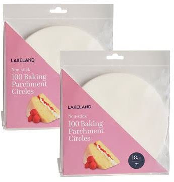 Pack of 2 100 Lakeland 7 Inch Parchment Baking Circles - Non-Stick for Easy Release