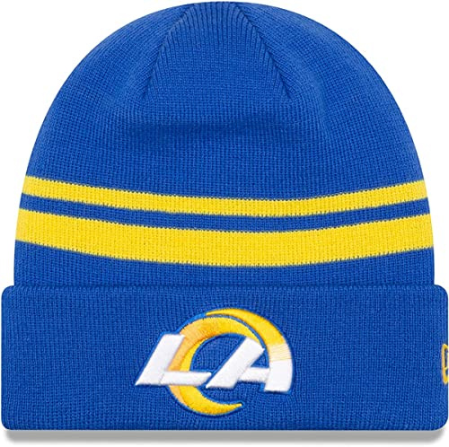 New Era Unisex-Adult NFL Official Sport Knit Classic Striped Knit Beanie Cold Weather Hat, Los Angeles Rams, One size