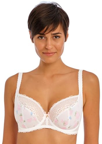 Freya Womens Offbeat Underwire Plunge BraPlunge Bra, Flora White, 32D