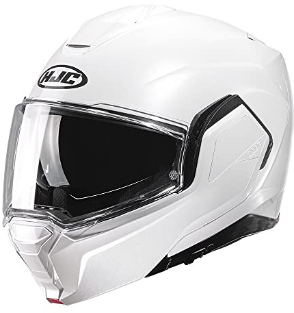 HJC i100 Flip Up Front Full Face P/J ECE 22.06 Motorcycle Helmet - Gloss White (M)