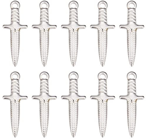 SUNNYCLUE 1 Schachtel 20 Stück Messer Anhänger Dolch Anhänger Edelstahl Anhänger Dolche Metallschwerter Waffen Anhänger Für Die Schmuckherstellung Anhänger Frauen Erwachsene DIY Halsketten Ohrringe Ar