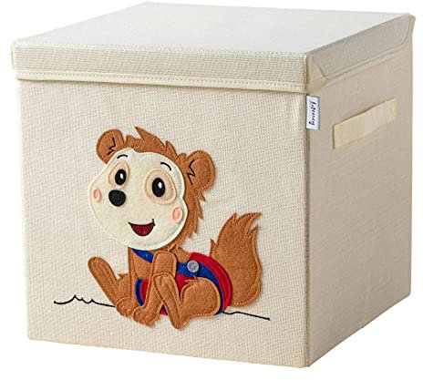 LIFENEY meets Bobo Siebenschläfer Aufbewahrungsbox mit Deckel für Kinder – Box mit dem kultigen Siebenschläfer zum Verstauen von Spielzeug – 33 x 33 x 33 cm passend für klassische Würfelregale