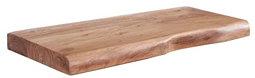 KADIMA DESIGN Baumkanten-Wandregal aus Akazie Massivholz 40 cm | Schwebendes Design Wandboard | Rustikales Holz-Regal | Hängeregal im Landhausstil