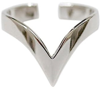 Rhodium auf Sterlingsilber, spitzer Wishbone Dreieck Spike V-Form Chevron Ring, Einheitsgröße, Sterlingsilber, One Size, Sterling Silber