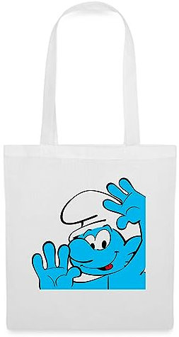 Spreadshirt Die Schlümpfe Jokey Schlumpf Stoffbeutel, One size, Weiß
