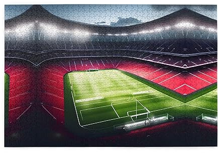 Personalized Wooden Jigsaw Puzzle - Create Custom Picture Puzzle for Family Fun and Home Decor Stadium Football Satdium Field Light Night