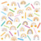 SamHeng Boho Regenbogen & Konfetti Wandaufkleber, Sonne Rainbow Wandsticker mit Bunt Sticks Geformt Wandtattoos für Baby Kindergarten Schlafzimmer Klassenzimmer Heim Wanddekoration