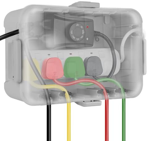 RESTMO Large Outdoor Electrical Box with Transparent Lid, IP54 Waterproof Box with Clear Cover, Weatherproof Extension Cord Cover for Photocell Light Sensor Timer, Power Strip, Outlet, Socket, Grey