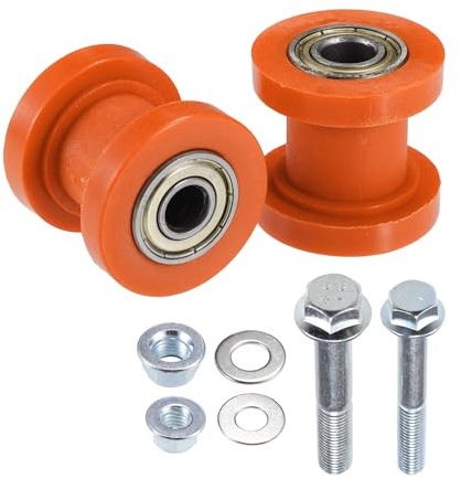 Hihaha Tensor De Rodillo De Cadena 2 Piezas Naranja Para Moto | Universal, Material: Plástico Y Metal, Diámetro Int: 8 Y 10mm, Tamaño: 34x35mm, Para: 125cc, 160cc, XR125, KLX110, ATV