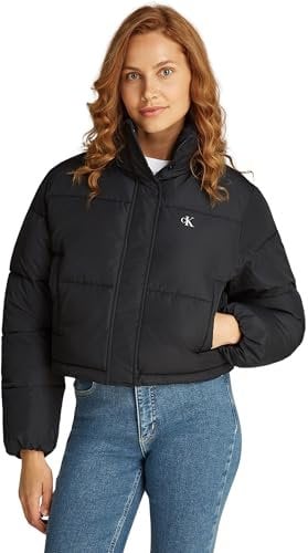 Calvin Klein Veste Matelassée Femme Matte Puffer Cropped Fit, Noir (Ck Black), XL