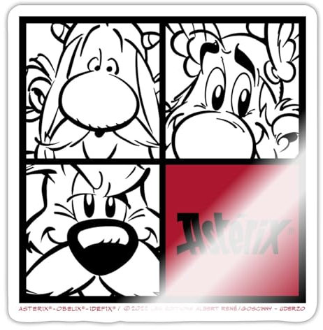 Spreadshirt Asterix & Obelix & Idefix Porträt Sticker, max. 10x10 cm, 10 x 10 cm, Weiß glänzend
