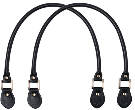 Rebanky 2 Stück Handtasche Griffe Leder, PU Taschengriffe Taschengriff Leder Schwarz Taschenhenkel Leder 60 cm Ersatz Taschenriemen Moden taschengriffe für Handtasche,Umhängetasche