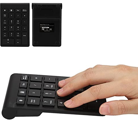 EIMSOAH 22 Keys Wireless Numeric Keypad, Portable 0.25MA 3V Wireless Mini Keyboard, with BT 5.0, for Laptop Desktop Computer PC (Black)