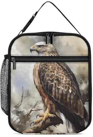 WYUSPGK Niedliche Lunchtasche, Motiv: Wasserfarbe von Falke, der im Baum sitzt, isolierte Lunchtasche für Herren und Damen, isolierte Lunchtasche für die Arbeit